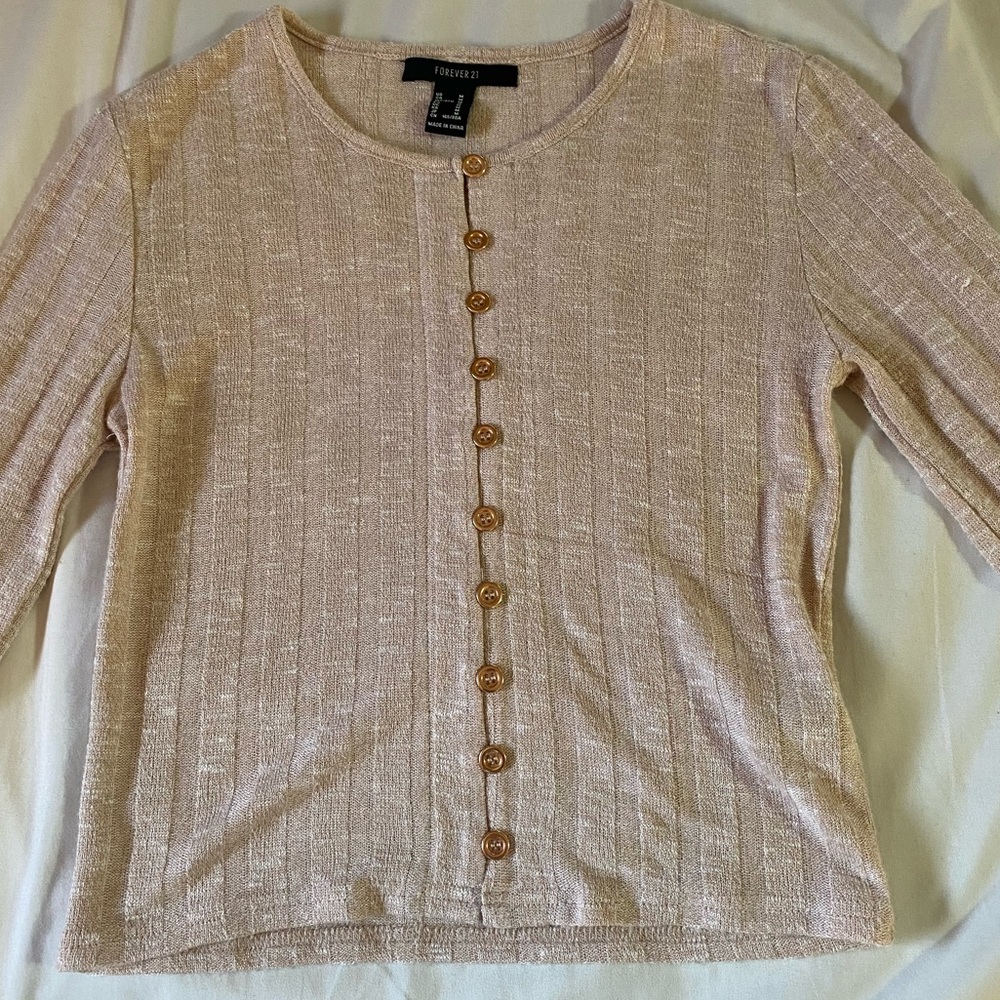 Light pink long sleeve tee with buttons